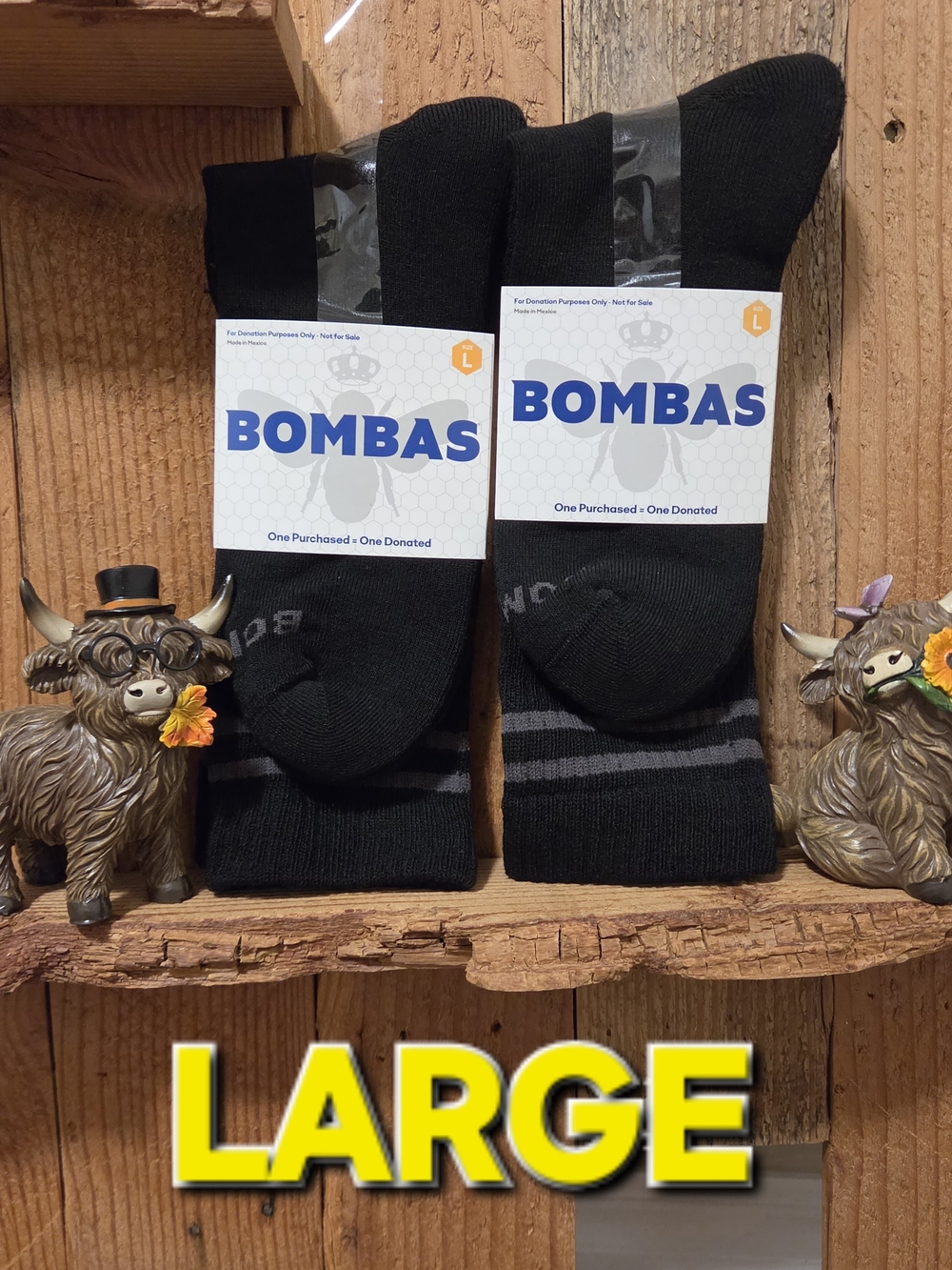 Bombas Large Black Crew Socks - Pack of 2-unisex